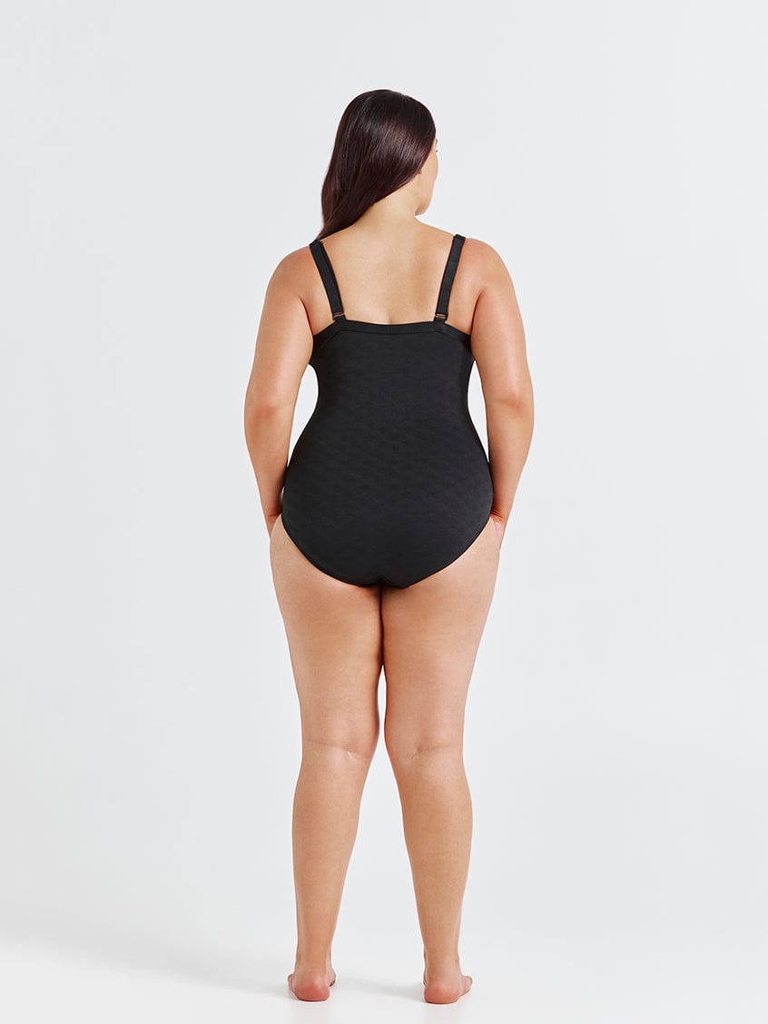 Acapulco Black and White V Neck Underwire One Piece