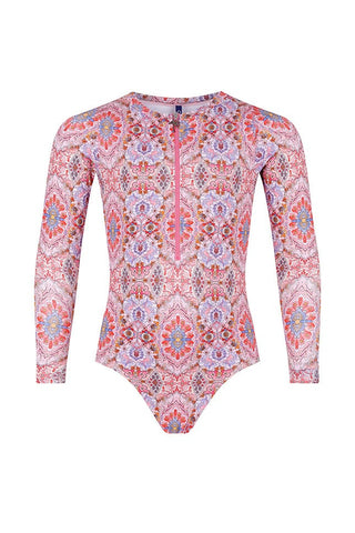 Amalfi Pink Kids Long Sleeve One Piece