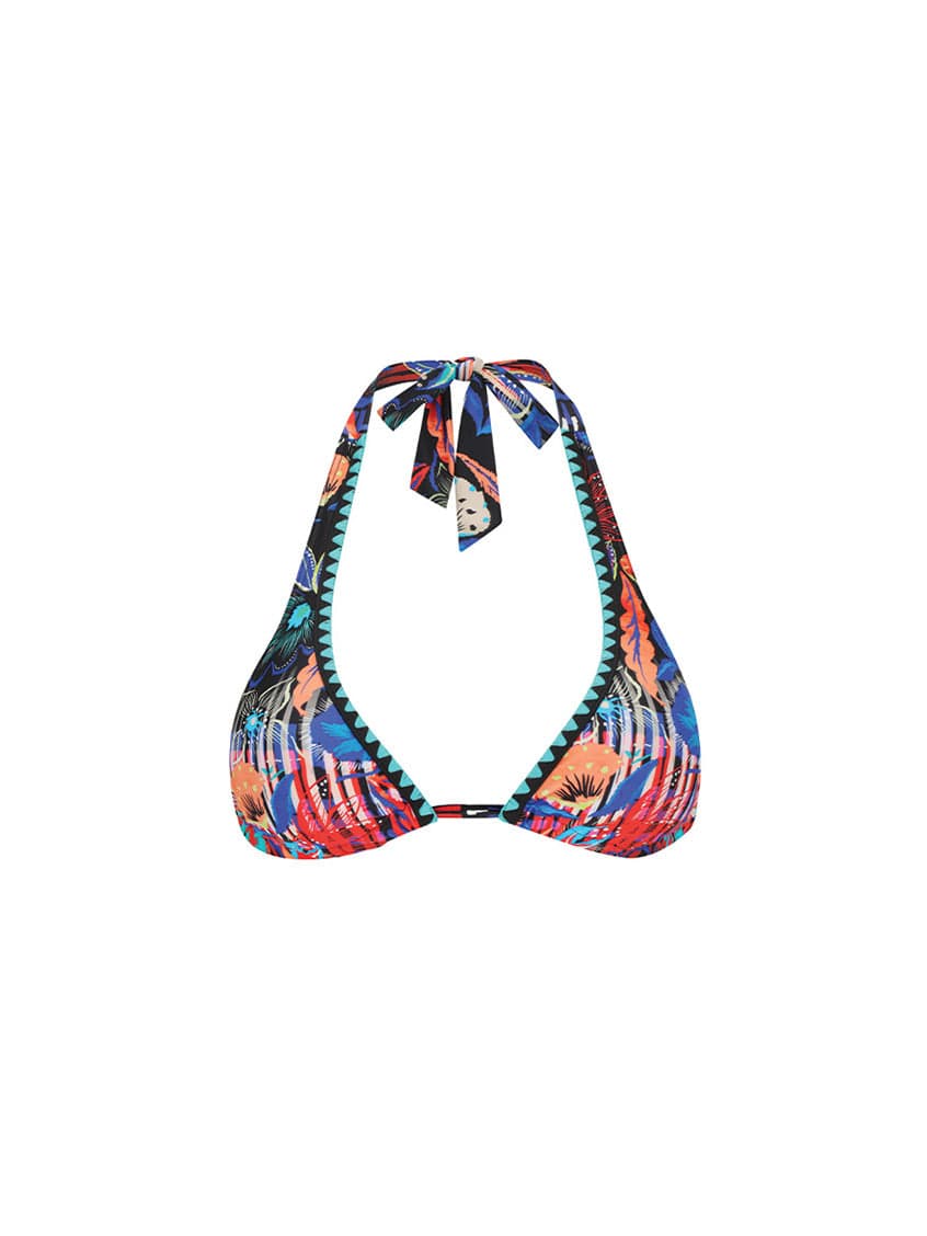 Ghost mannequin of bikini top with embroidered detail