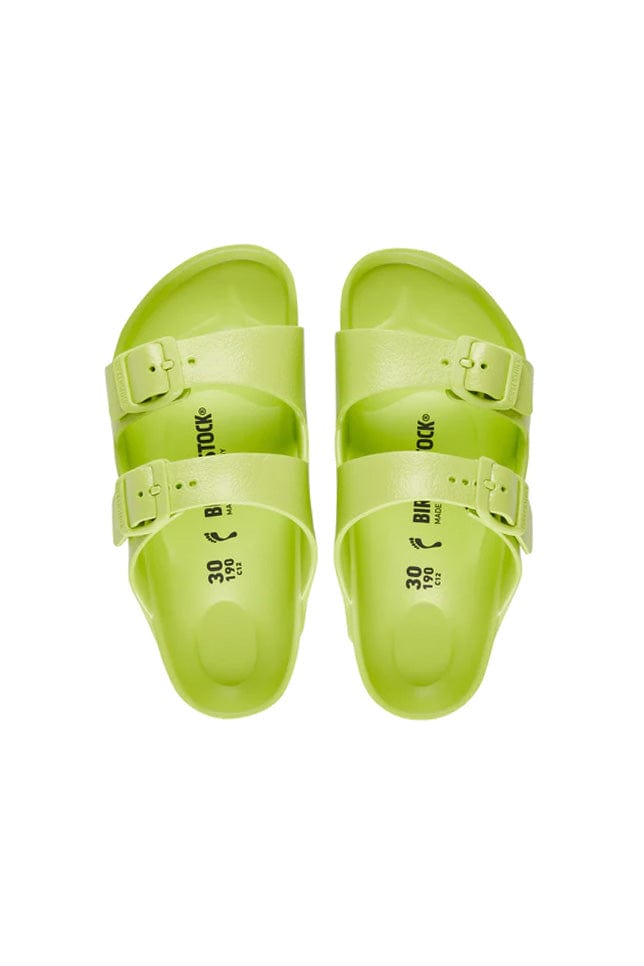 Ghost mannequin lime green kids slide on sandal