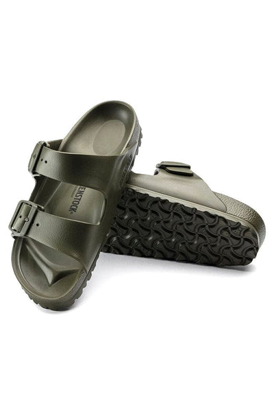 Womens dark green slip on sandals