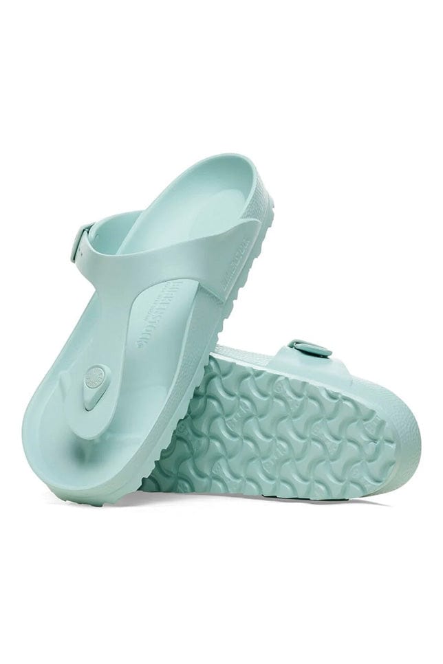 light teal womens slide on sandals