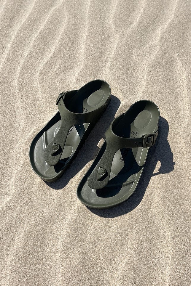 Khaki slip on beach birkenstock sandals for plus size women
