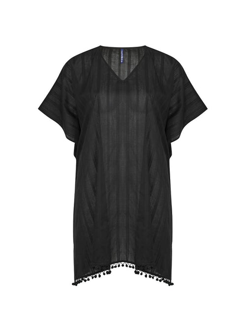 Ghost mannequin of black cotton kaftan