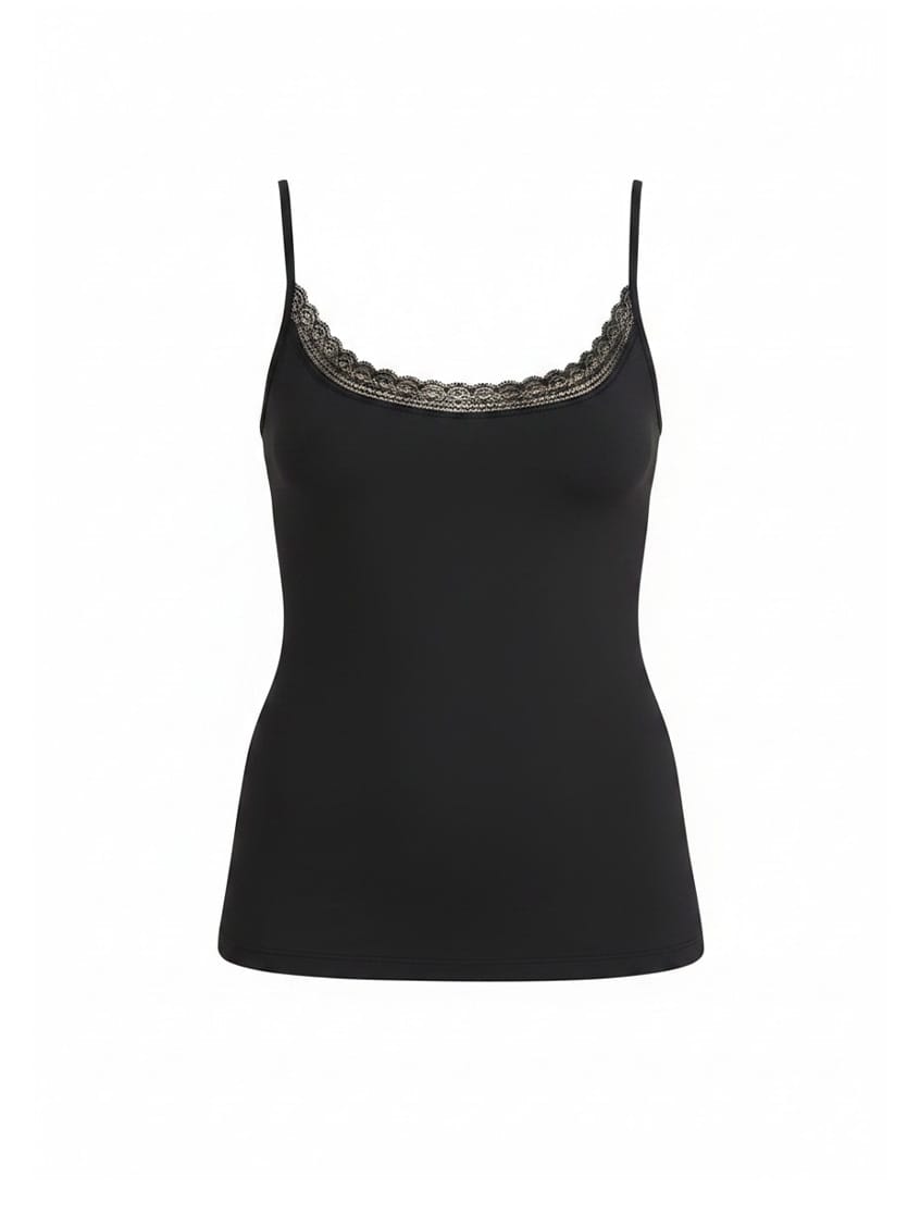 Black camisole with lace trim