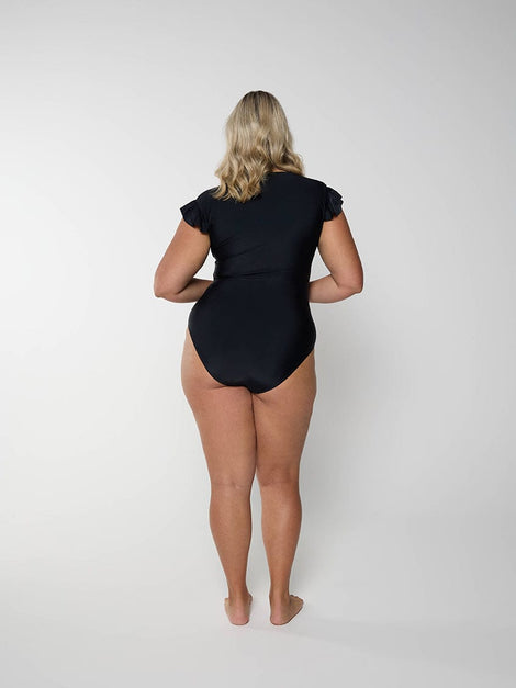 Black Frill Sleeve One Piece