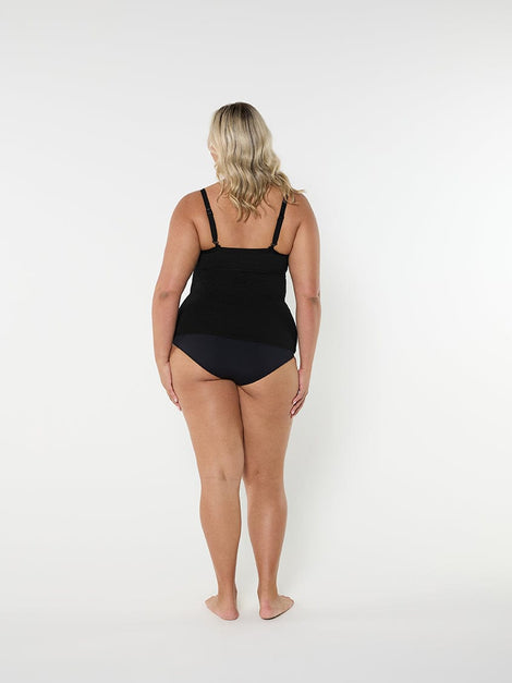 Honey Comb Black Underwire Tankini Top