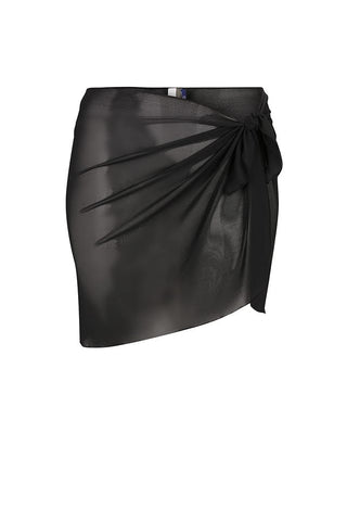 Black Mesh Short Tie Skirt Bottom