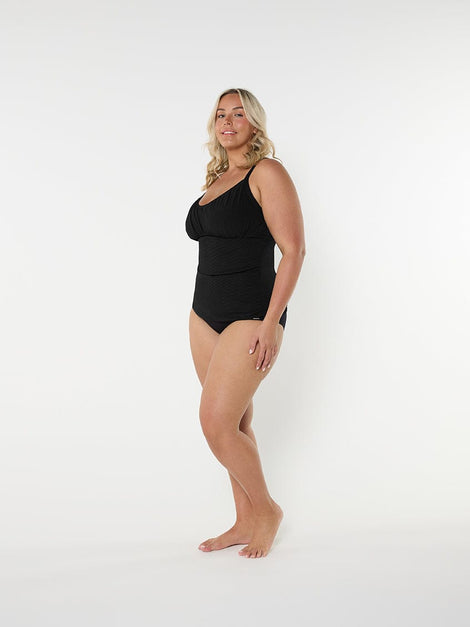 Honey Comb Black Underwire Tankini Top