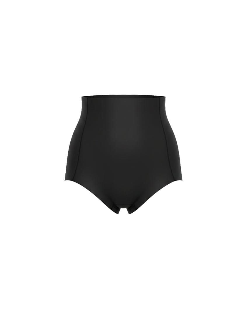 Black high-waisted underwear bottom on a white background