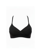 Black bralette top on a white background