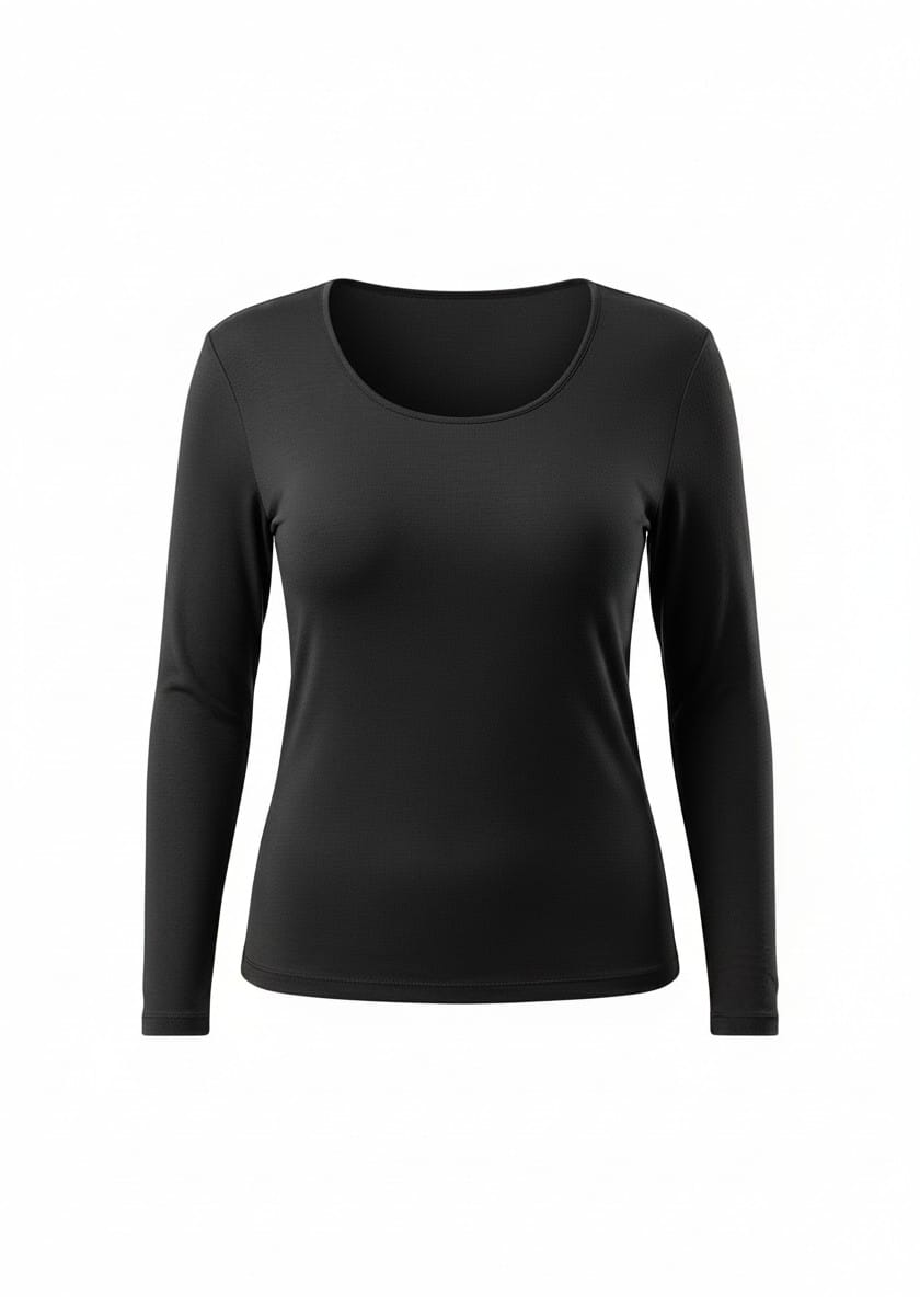 Black long-sleeve shirt on a white background