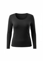 Black long-sleeve shirt on a white background
