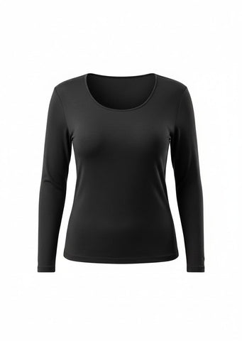 Black Tencel Modal Thermal Long Sleeve Top