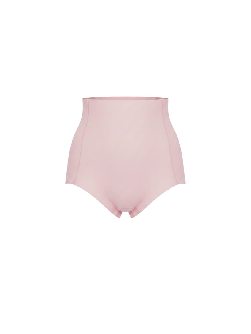 Pink high-waisted underwear on a white background