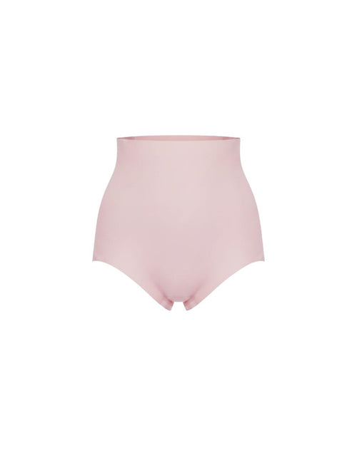 Pink high-waisted underwear on a white background