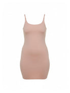 Beige slip dress on a white background