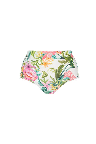 Ghost mannequin white floral high waisted swim bottom