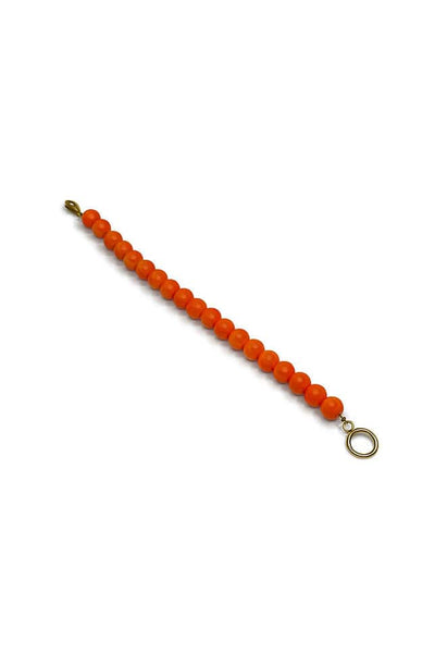 Orange buildable chain necklace with gold clasp and hanging charms