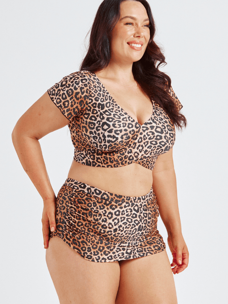 Leopard Sustainable Retro Skirted Bikini Bottoms