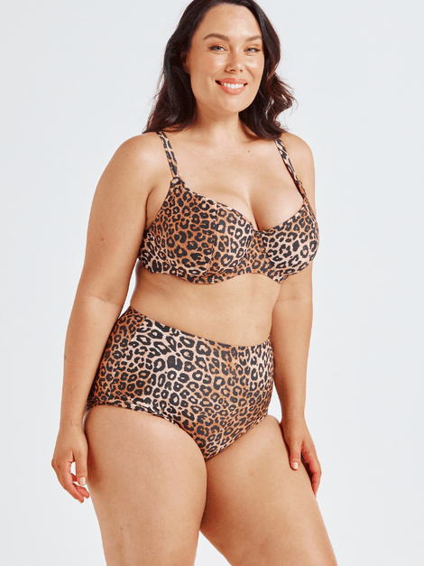 Leopard Sustainable High Waist Bikini Bottoms