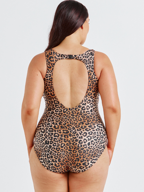 Leopard Sustainable Sleeveless Zip Front One Piece