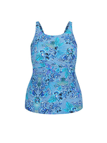 Mermaid High Neck Twist Front Tankini Top