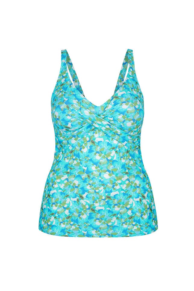 turquoise blue low neck tankini top