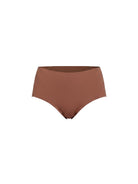 Brown high-waisted bikini bottom on a white background