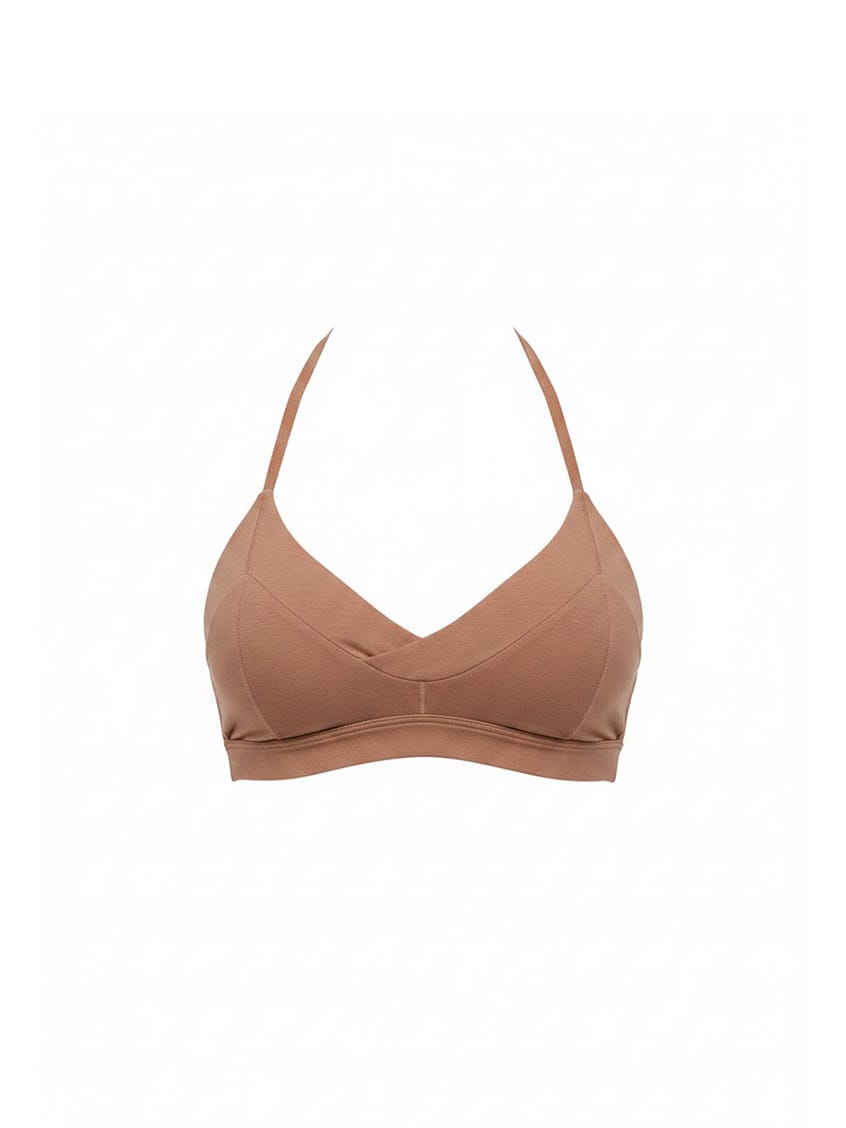Brown bra top on a white background