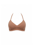 Brown bra top on a white background
