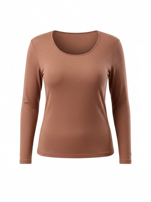 Brown long-sleeve shirt on a white background
