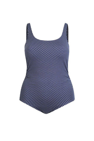 Chlorine Resistant Navy & White Dots Tank One Piece