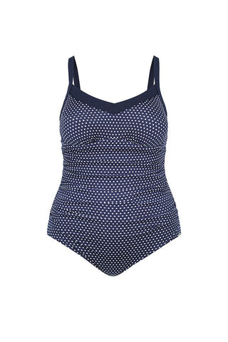 Chlorine Resistant Navy & White Dots Underwire One Piece