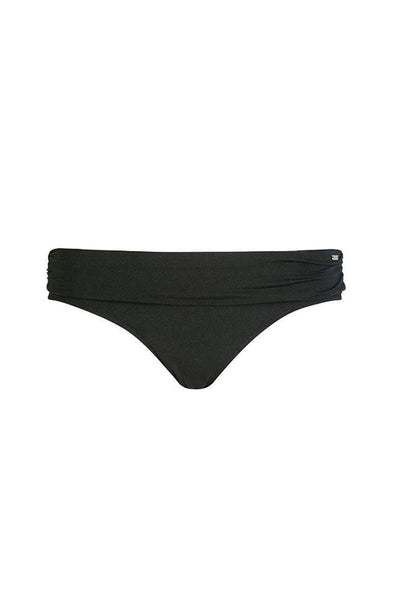 Ghost mannequin black rollover bikini bottoms