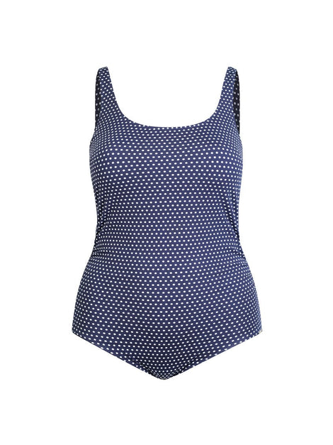 Chlorine Resistant Navy & White Dots Tank One Piece