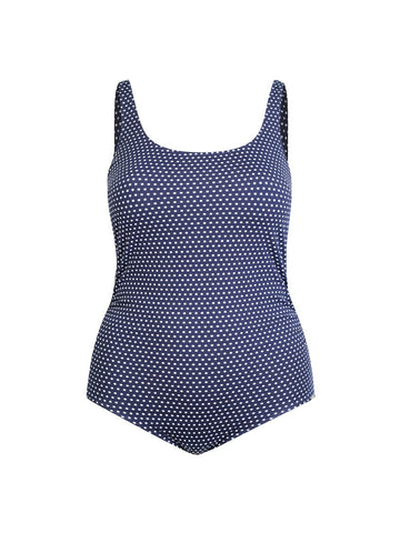 Chlorine Resistant Navy & White Dots Tank One Piece