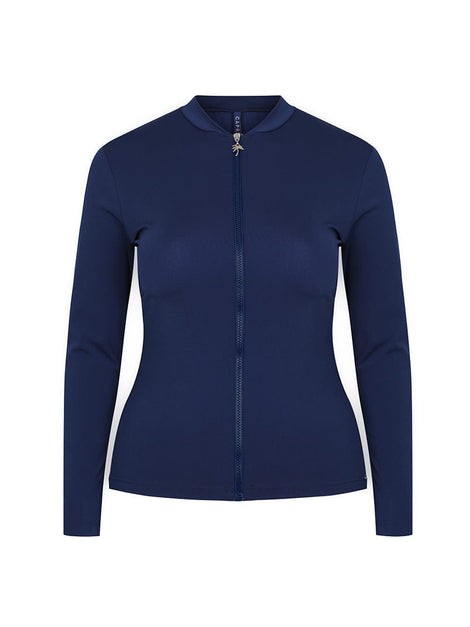 Chlorine Resistant Plain Navy Long Sleeve Rash Vest