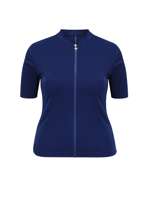 Ghost mannequin navy chlorine resistant short sleeve rash vest