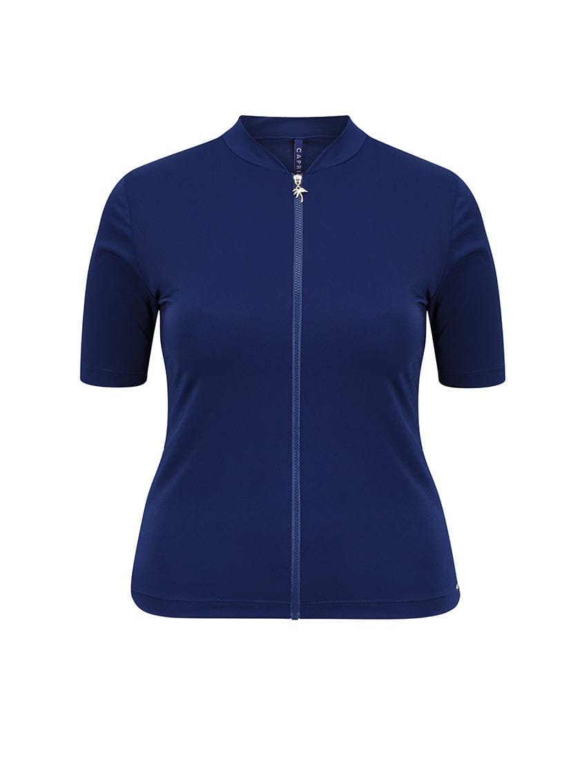 Ghost mannequin navy chlorine resistant short sleeve rash vest