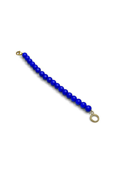 Deep blue beaded buildable necklace half chain with secure gold clasp