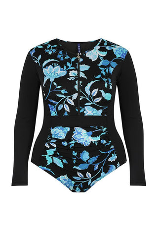 Corsica Turquoise Chlorine Resistant Long Sleeve One Piece