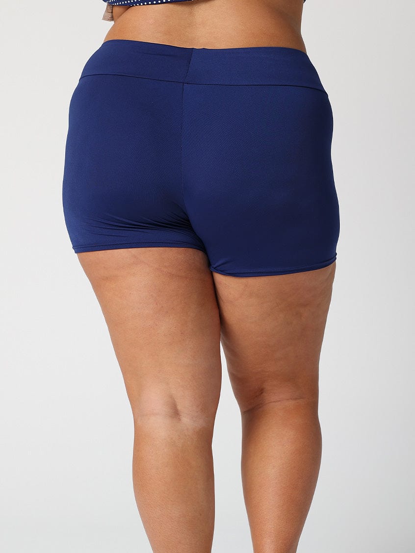 Chlorine Resistant navy boy leg shorts for curvy woman