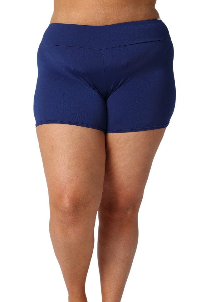 Chlorine Resistant navy boy leg shorts for curvy woman