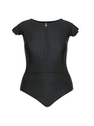 Ghost mannequin black frill sleeve one piece