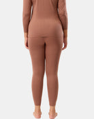 Brown long-sleeve top and leggings set on a white background