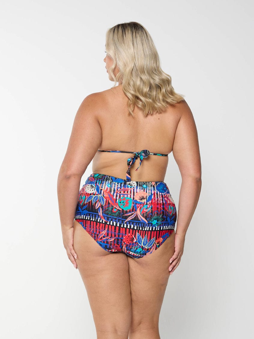 Back of curve model in studio wearing high waisted swim pant with 