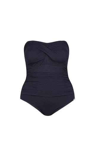 Honey Comb Navy Twist Front Bandeau One Piece