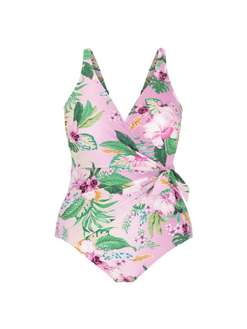 Ghost mannequin of v neck one piece for curve women with waist tie detail