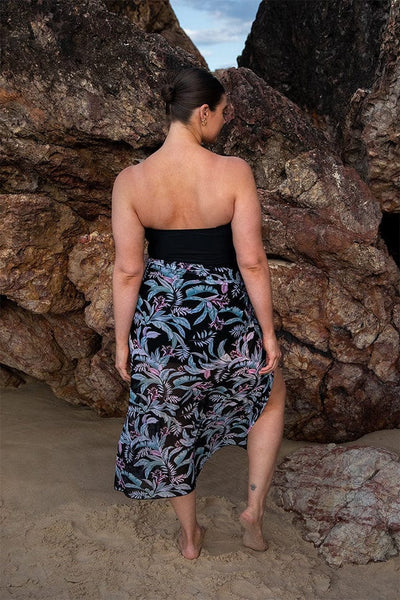 plus size model wearing floral maui jantzen mesh skirt coverup